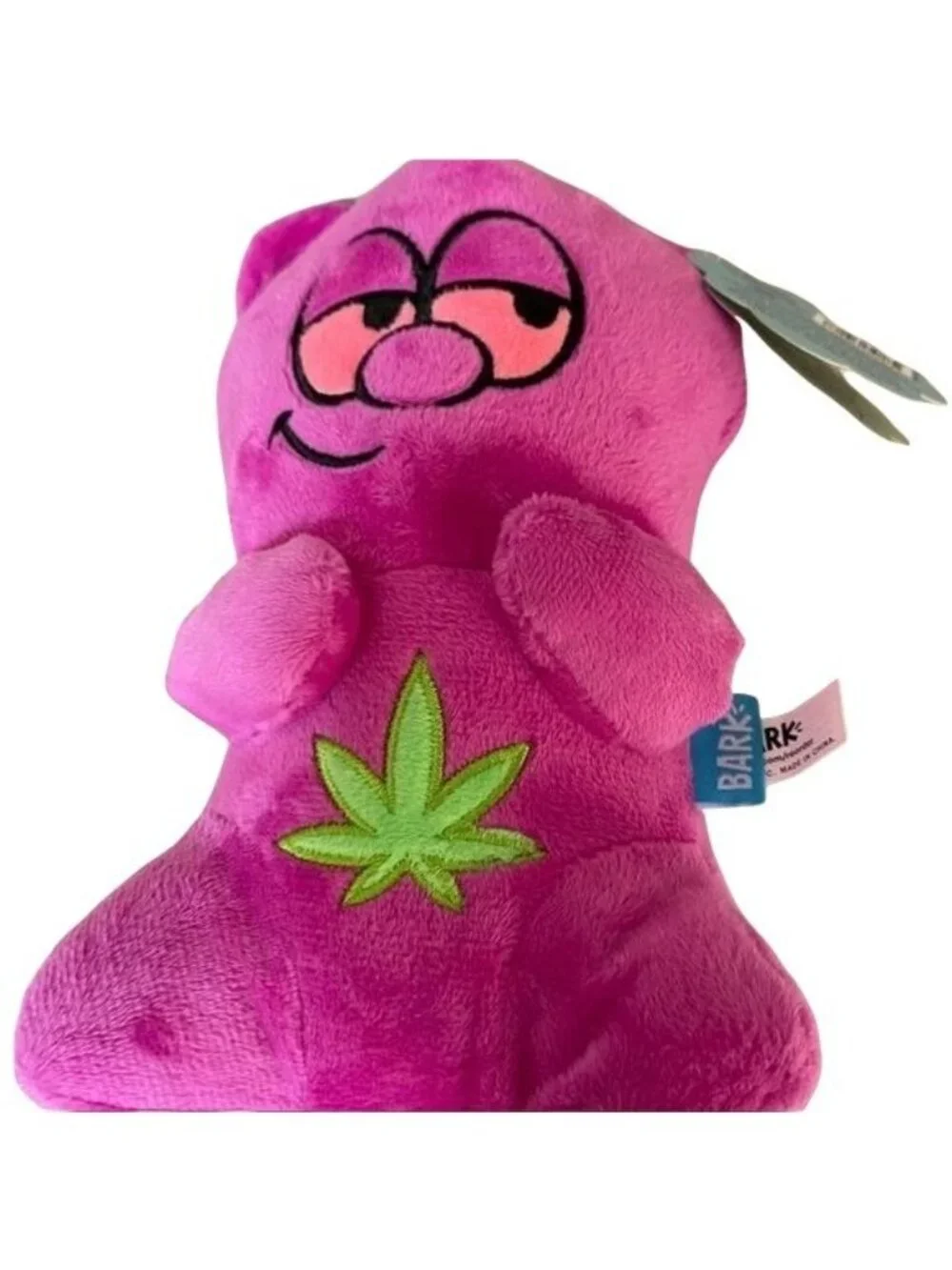 Bark 420 dog Chew toy Pink Heady teddy bear crinkle squeaker Plush Gift New